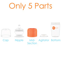 PopYum 9oz Anti-Colic Baby Bottle for Breast and Formula Feeding, 2-Pack, Orange, #2 Medium Flow Nipples - BIG FRENCHIES