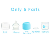 PopYum 5oz Anti-Colic Baby Bottle for Breast and Formula Feeding, 2-Pack, Blue, #1 Slow Flow Nipples - BIG FRENCHIES