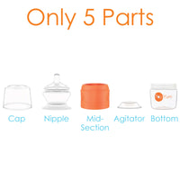 PopYum 5oz Anti-Colic Baby Bottle for Breast and Formula Feeding, Orange, #1 Slow Flow Nipple - BIG FRENCHIES