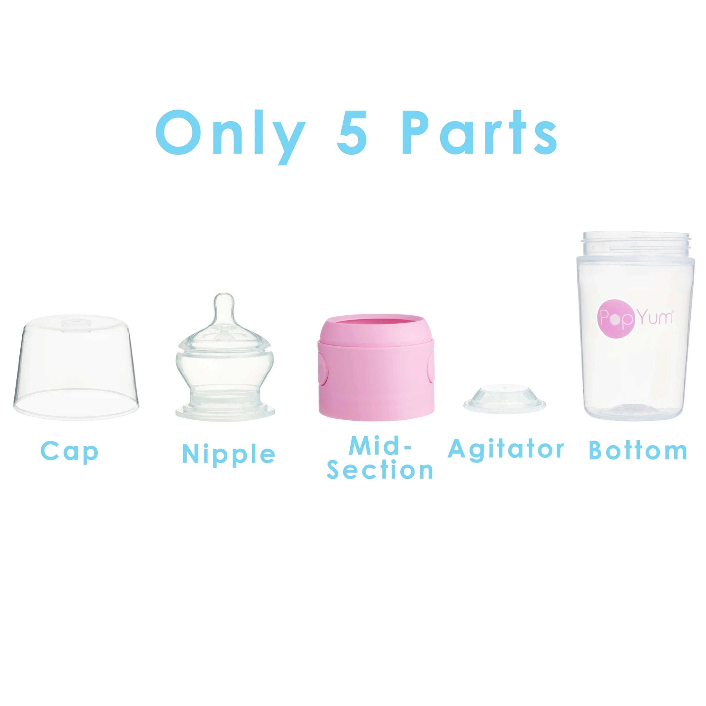 PopYum 9oz Anti-Colic Baby Bottle for Breast and Formula Feeding, 2-Pack, Pink, #2 Medium Flow Nipples - BIG FRENCHIES