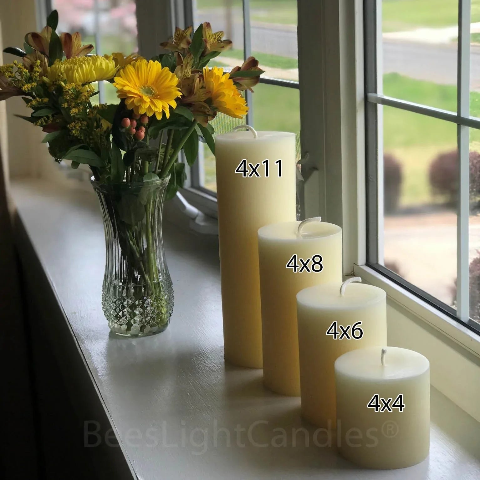 4" White Beeswax Pillar Candle Set - BIG FRENCHIES