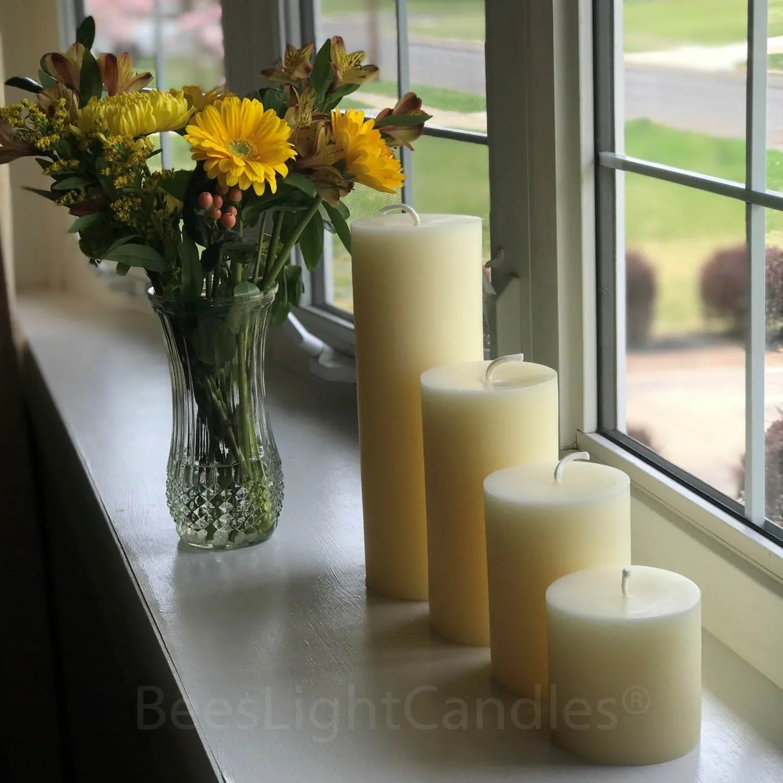 4" White Beeswax Pillar Candle Set - BIG FRENCHIES