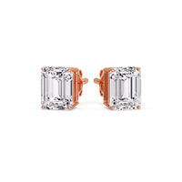 Certified Emerald Cut Diamond Solitaire Stud Earrings