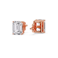 Certified Emerald Cut Diamond Solitaire Stud Earrings