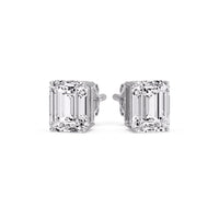 Certified Emerald Cut Diamond Solitaire Stud Earrings