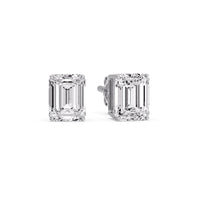 Certified Emerald Cut Diamond Solitaire Stud Earrings