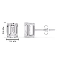 Certified Emerald Cut Diamond Solitaire Stud Earrings