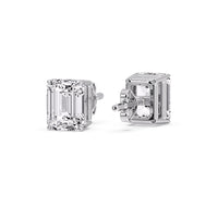 Certified Emerald Cut Diamond Solitaire Stud Earrings