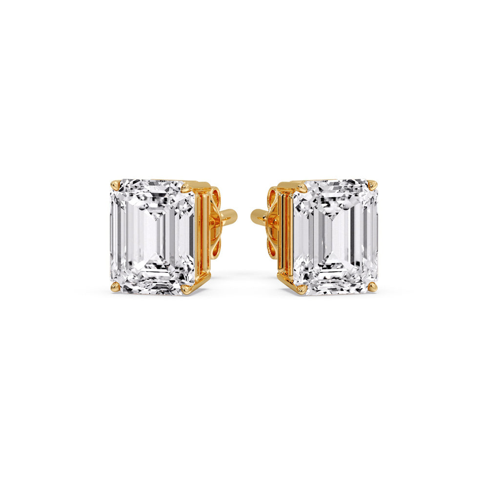 Certified Emerald Cut Diamond Solitaire Stud Earrings