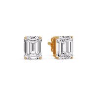 Certified Emerald Cut Diamond Solitaire Stud Earrings