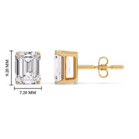 Certified Emerald Cut Diamond Solitaire Stud Earrings