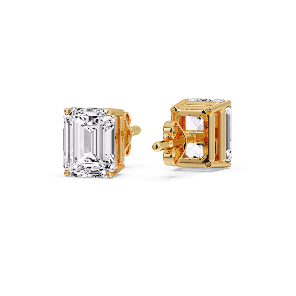 Certified Emerald Cut Diamond Solitaire Stud Earrings