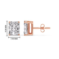 Certified Basket Stud Earrings Set With Radiant Cut Diamonds (1.00ct - 4.00ct)