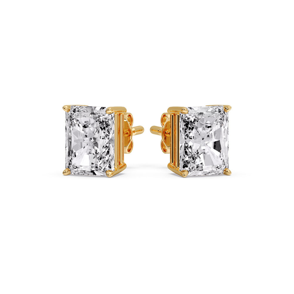 Certified Basket Stud Earrings Set With Radiant Cut Diamonds (1.00ct - 4.00ct)