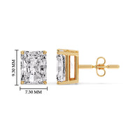 Certified Basket Stud Earrings Set With Radiant Cut Diamonds (1.00ct - 4.00ct)