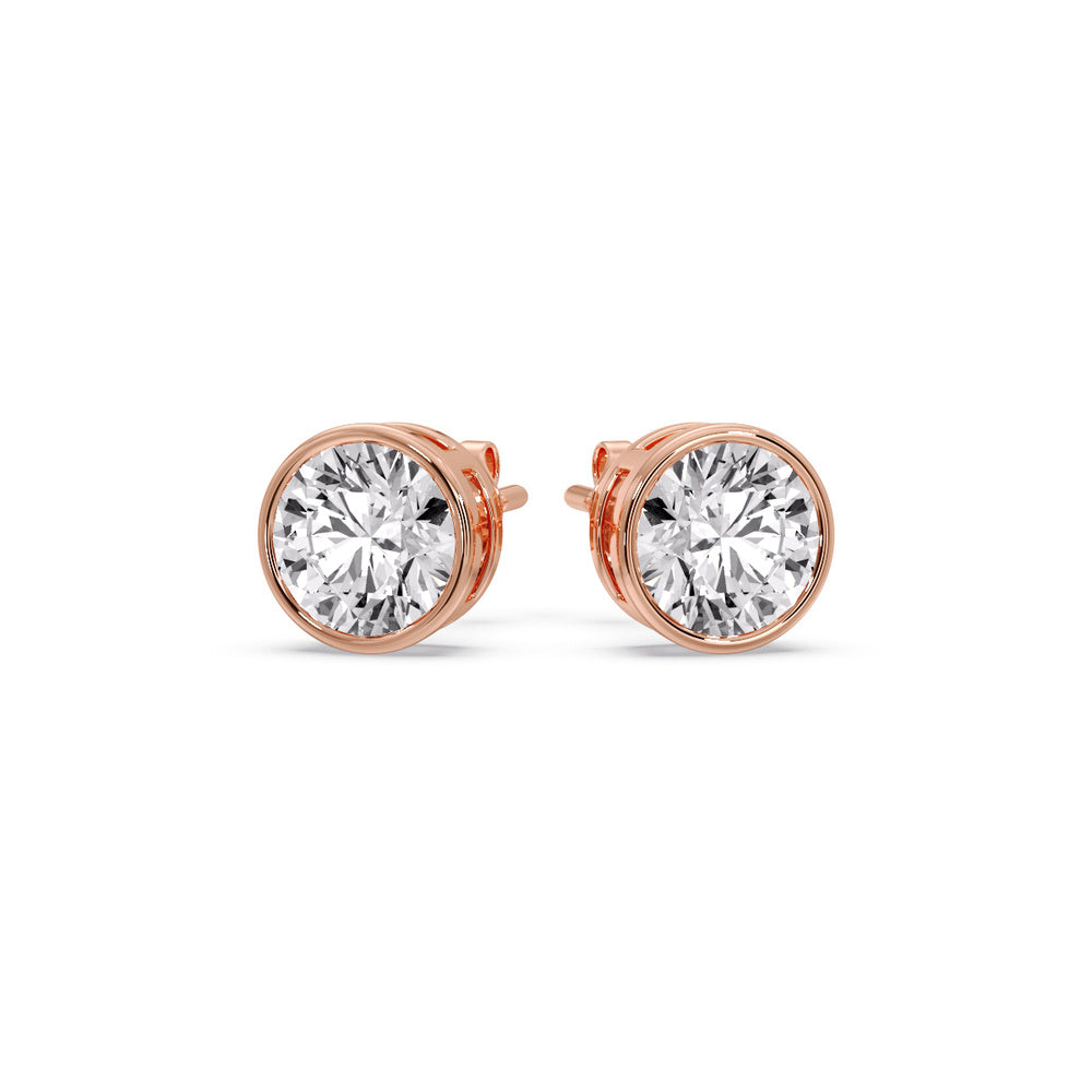 Bezel-Set Brilliant Round Diamond Solitaire Stud Earrings (1.00ct - 5.00ct)
