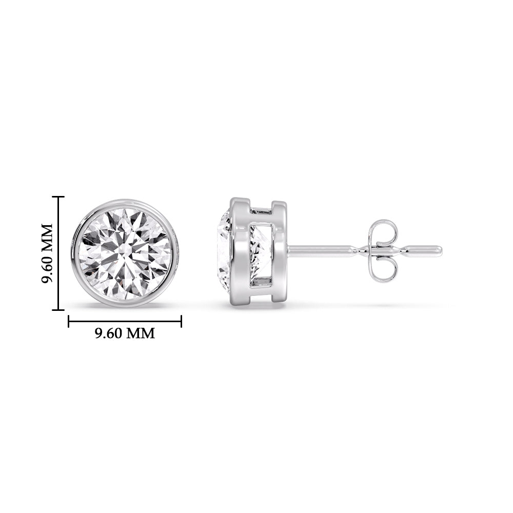 Bezel-Set Brilliant Round Diamond Solitaire Stud Earrings (1.00ct - 5.00ct)