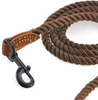 4 feet rope dog leach with lather handle - BIG FRENCHIES