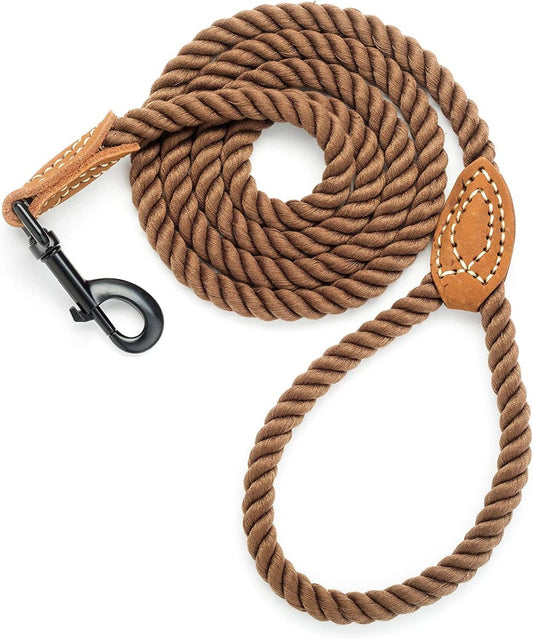 4 feet rope dog leach with lather handle - BIG FRENCHIES