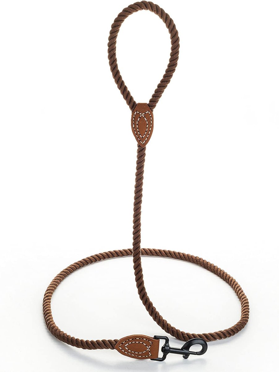 4 feet rope dog leach with lather handle - BIG FRENCHIES