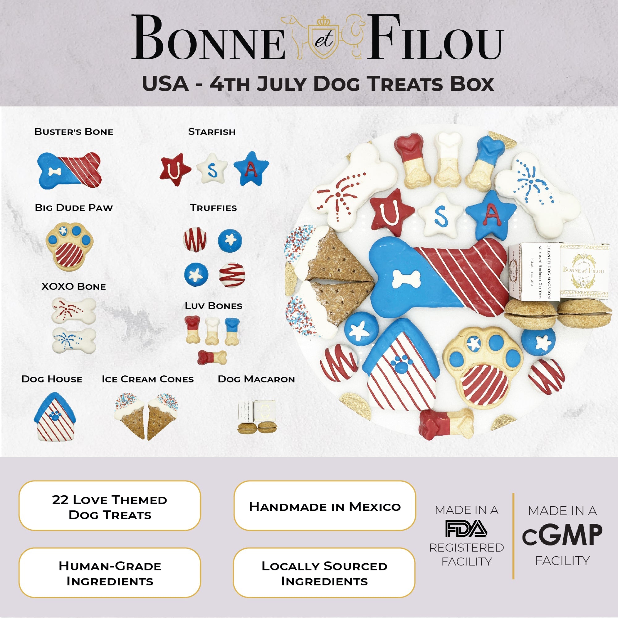 USA Themed Dog Treats Gift Box - BIG FRENCHIES