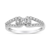 10K White Gold 1/2 Cttw Round Cut Diamond Three Stone Split Shank Band Ring (H-I Color, SI1-SI2 Clarity) - Size 6