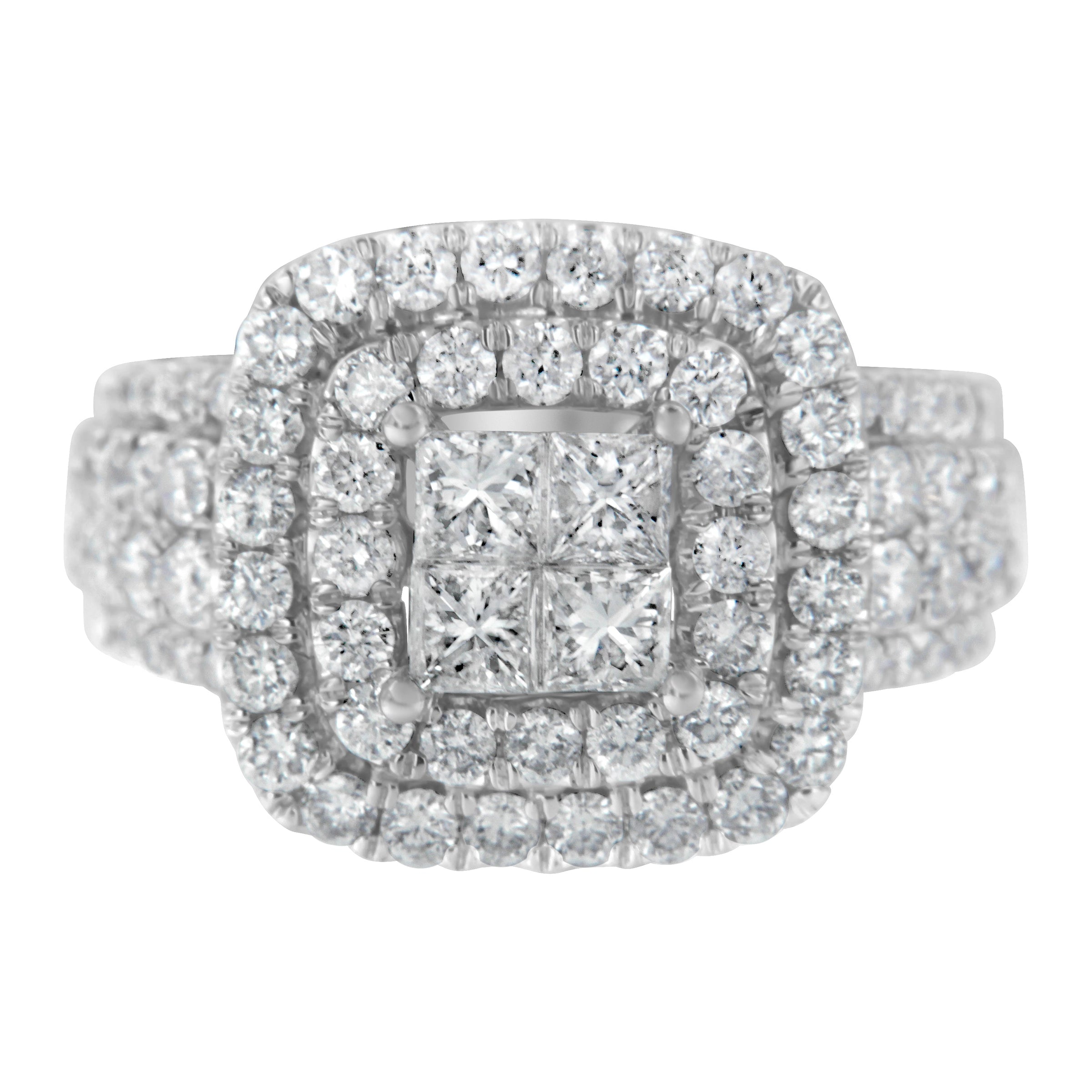 14KT White Gold Round and Princess Diamond Ring (2 1/4 cttw, H-I Color, SI1-SI2 Clarity)