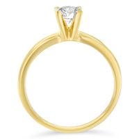 GIA Certified 14K Yellow Gold 1/2 Cttw Diamond Solitaire Engagement Ring (H Color, SI1 Clarity) - Size 6