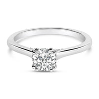 14K White Gold 7/8 Cttw Lab Grown Diamond Solitaire Cathedral Style Engagement Ring (F-G Color, VS1-VS2 Clarity) - Size 5