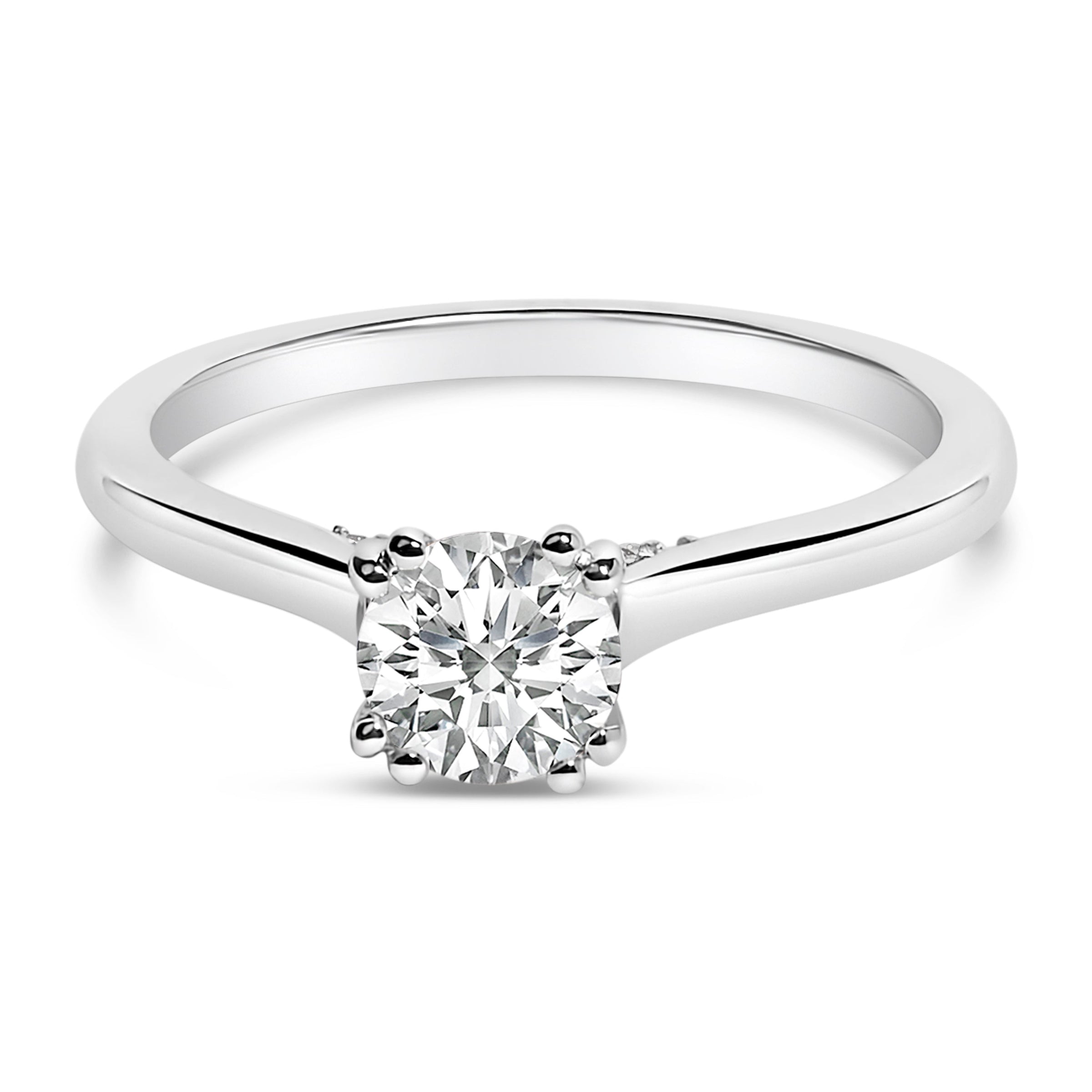 14K White Gold 7/8 Cttw Lab Grown Diamond Solitaire Cathedral Style Engagement Ring (F-G Color, VS1-VS2 Clarity) - Size 5