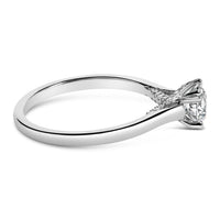 14K White Gold 7/8 Cttw Lab Grown Diamond Solitaire Cathedral Style Engagement Ring (F-G Color, VS1-VS2 Clarity) - Size 5