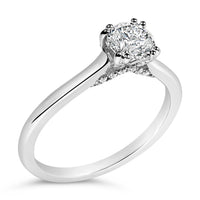 14K White Gold 7/8 Cttw Lab Grown Diamond Solitaire Cathedral Style Engagement Ring (F-G Color, VS1-VS2 Clarity) - Size 5