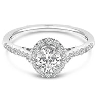 14K White Gold 1.00 Cttw Lab-Grown Diamond Oval Shaped Halo Engagement Ring (F-G Color, VS1-VS2 Clarity) - Ring Size 7