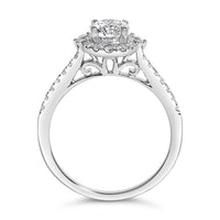 14K White Gold 1.00 Cttw Lab-Grown Diamond Oval Shaped Halo Engagement Ring (F-G Color, VS1-VS2 Clarity) - Ring Size 7