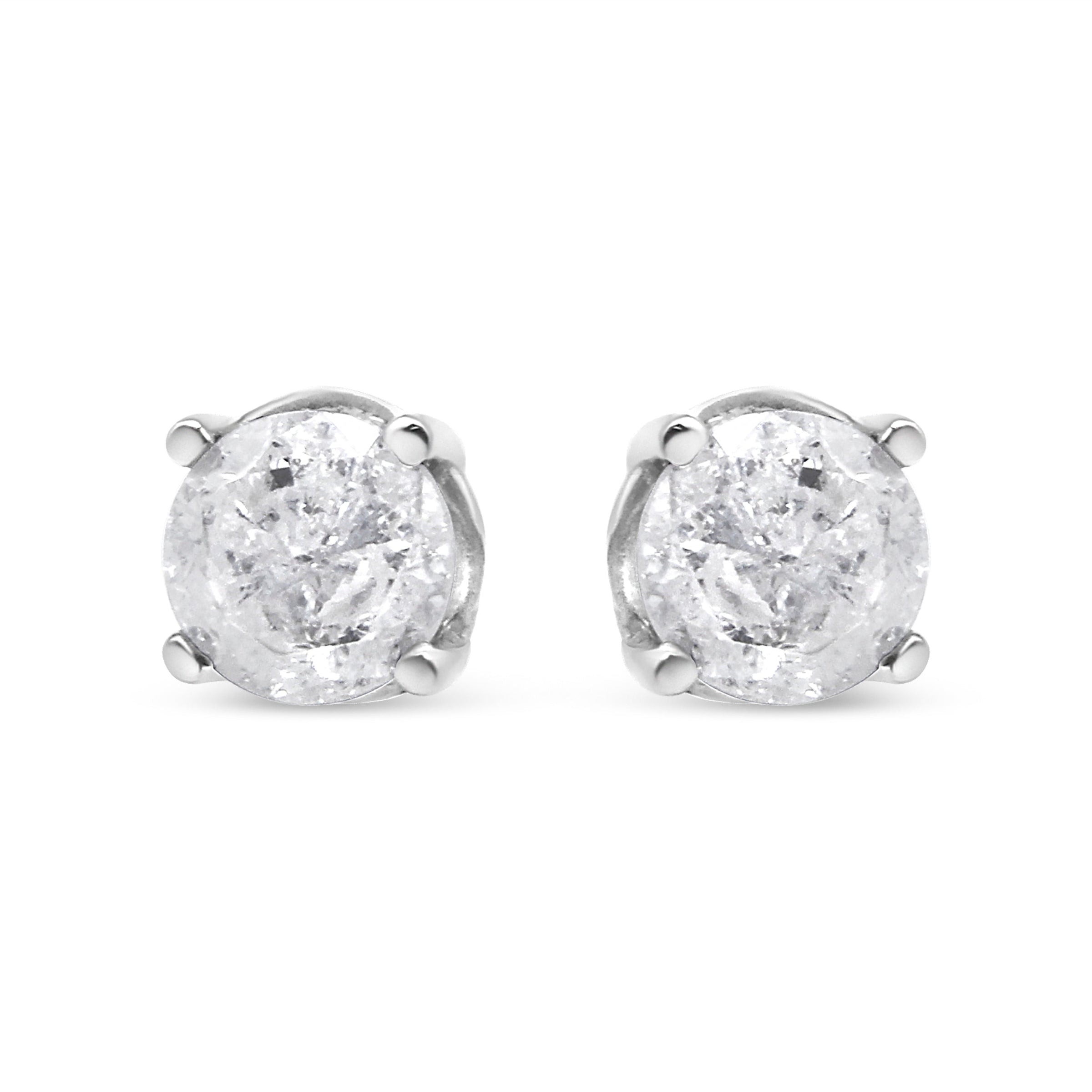14K White Gold 3/4 Cttw Lab Grown Diamond 4-Prong Classic Stud Earrings (F-G Color, VS2-SI1 Clarity)