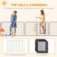 Dog Pen with Gate, 12 Panels Puppy Playpen, Dog Fence, 39"H