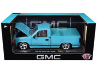 1988 GMC Sierra 1500 Custom Pickup Truck Light Blue with Black Stripes Limited Edition to 9250 pieces Worldwide 1/24 Diecast Model Car by M2 Machines