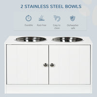 Large Elevated Dog Bowls with Storage Cabinet Containing Large 44L Capacity, Raised Dog Bowl Stand Pet Food Bowl Pet Fee