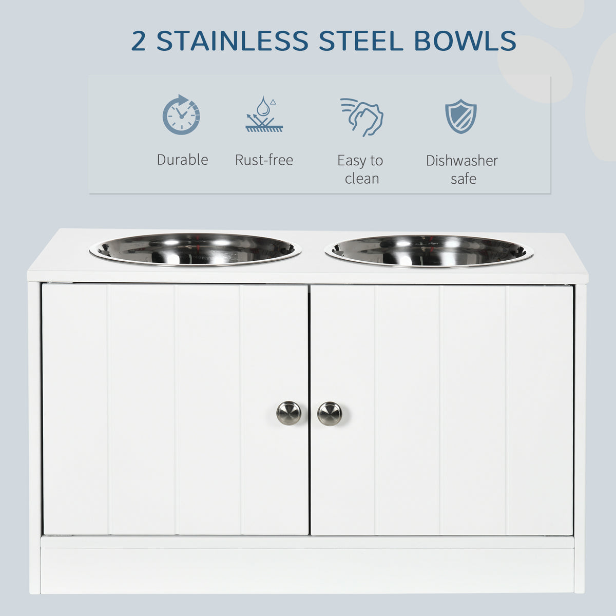 Large Elevated Dog Bowls with Storage Cabinet Containing Large 44L Capacity, Raised Dog Bowl Stand Pet Food Bowl Pet Fee