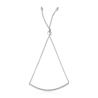 14k White Gold Smooth Curved Bar Lariat Design Bracelet
