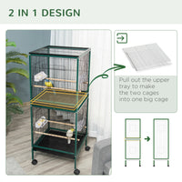 Large Bird Cage with 1.7 ft. Width for Wingspan, Bird Aviary Indoor with Multi-Door Design, Fit for a Canary, Finch, Con