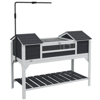 Tortoise Enclosure Tortoise House With Adjustable Lamp Holder Storage Shelf, Dual Main Houses, Openable Lid, Gray