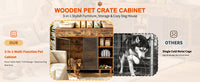 Large Wooden Dog Crate Furniture, Multi-Functional Pet Cage Cabinet with Storage