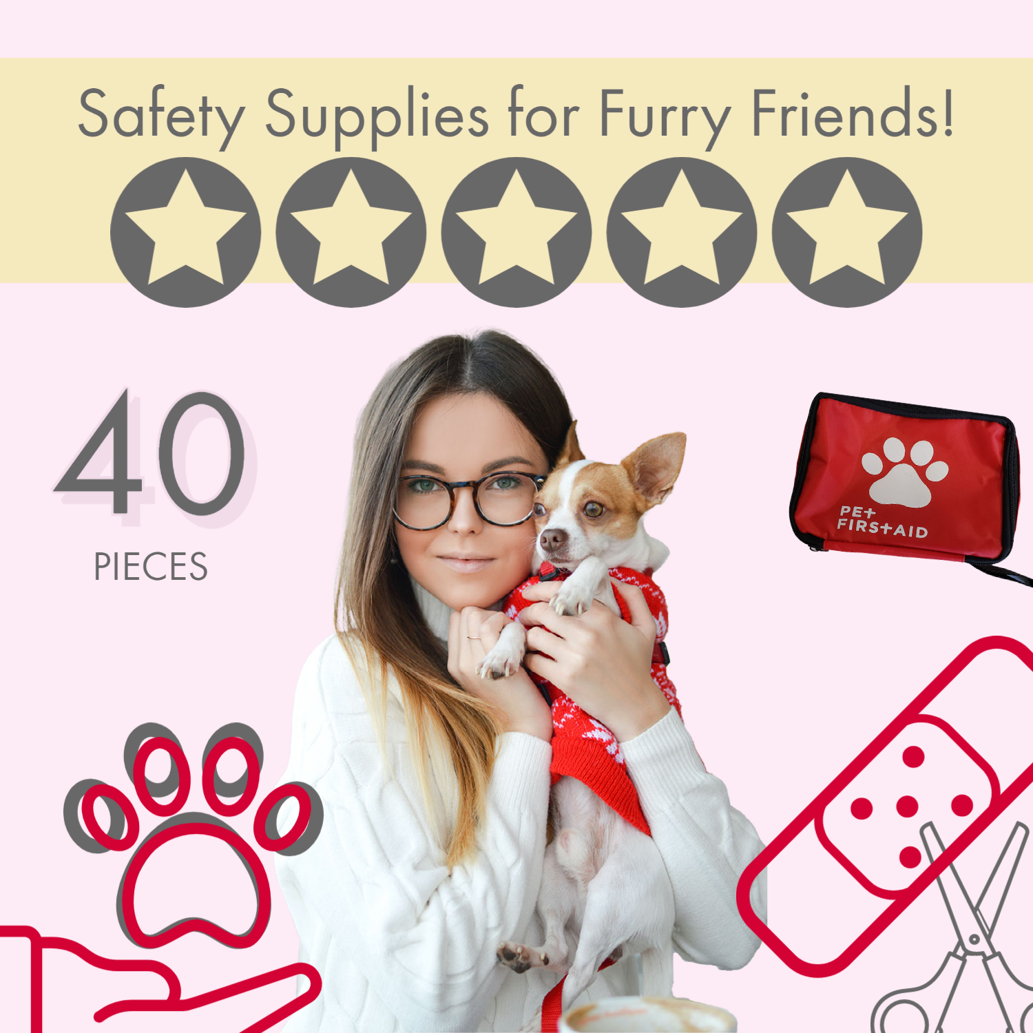 Comprehensive 40-Piece Pet Travel First Aid Kit for Emergencies, Safety, & Adventure - BIG FRENCHIES