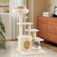 40 Inch Multi-level Cat Tower with Condo and Dangling Jingle Ball