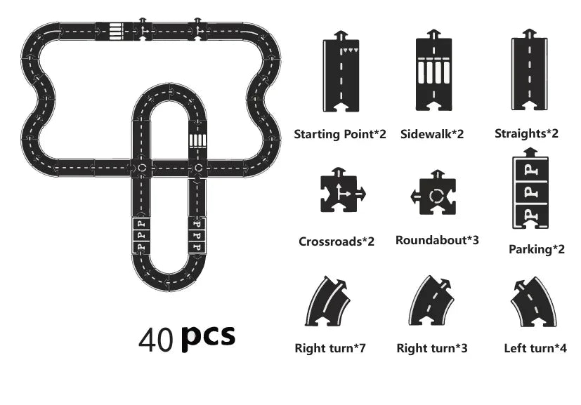 Flexible Rubber Roads Play Set – Open-Ended City & Car Track Play - BIG FRENCHIES