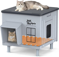 Heated Outdoor Cat House Insulated Elevated Escape Door 2 Sizes