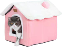 Cat Beds for Indoor Cats Small Dog - Pink-L(20.4x16.9x19.6in)