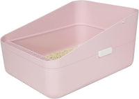 Open Cat Litter Box:Odor Reducing Anti Splash Design – Daily Care for Cats - Pink M