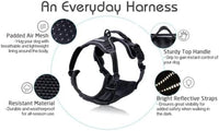 rabbitgoo Dog Harness No Pull with 2 Leash Clips, Adjustable Soft Padded, Reflective Oxford No Choke Pet Vest with Easy Control Handle for Large Dogs, Black, L